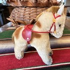 Vintage Steiff Horse Mohair With Glass Eyes And Red Leather Saddle