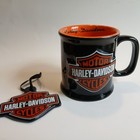 Vtg Harley Davidson Coffee Mug Raised Logo   Ceramic Harleybar   Shield Ornament