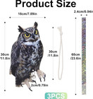 Fake Owl Decoy To Scare Birds  3 Pack Fake Owl Hanging Effective Bird Control D