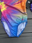 Gk Elite Girls Sz Axs Gymnastics Leotard  W scrunnci  Pink blue multi Burst 