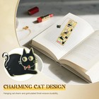 Black Cat Bookmark With Charm - Metal Book Markers For Cat Lovers  Comes With St