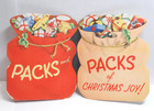 Vintage Die Cut Christmas Greeting Card santa s Toy Bag unused