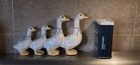 Vintage 80s  90s Ceramic Gaggle Of Geese Blue Rivbon Goose Connected In A Row