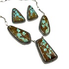  8 Turquoise Station Necklace Earrings Set Sterling Silver Navajo Darrin Living