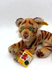 Vintage Steiff With Tag Lying Mohair Tiger Stuffed Animal Plush