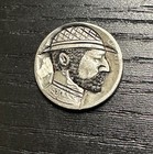 Lot Of 2 Buffalo Hobo Nickels Indian Skull Hand Carved - Engraved Us Nickel  1