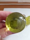 Pair Of Vintage Merlin Glass Peridot Green Cupboard Knobs Nickel 1 5 Inch