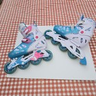 Girls  Adjustable Roller Blade Inline Skaes Size 2-5 Teal  Pink   White