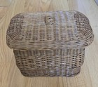 Vintage Wicker Storage Basket With Lid Rattan Woven Boho Farmhouse Decor