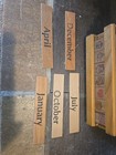 Vintage Handmade Perpetual Calendar Folk Art Solid Wood Hand Painted Tiles Usa 