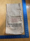 Vintage 1960 Federal Reserve Bank San Francisco Canvas Coin Bag 18x9 5 Money Bag