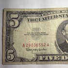 1953 B  5 Five Dollar Bill Red Seal United States Legal Tender Note