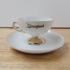Vintage Disneyland Teacup Saucer Set Tinker Bell Castle Gold Trim Mid-century