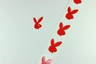    250    Bunny Tanning Body Stickers  Red Bunny Faces Right