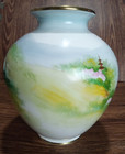 Oriental Decorative Vase Country Scene Bone China 8  Tall