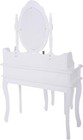 White Vanity Jewelry Makeup Dressing Table Set W stool 4 Drawer Mirror Wood Desk
