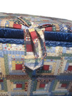 Vintage Sewing Box Padded Body Handle Patchwork Pattern Blue Is Dominant Color