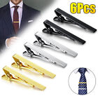 4 6pc Tie Clips For Men Elegant Metal Necktie Bar Pinch Clasp Wedding Party Gift