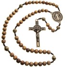 Large Catholic 10mm Wood Rosary Beads 20  Necklace Strong Cord Men Women
