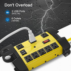 Heavy Duty Power Strip With Usb  Workshop 8 Outlet Surge Protector 2700 Joules 