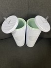 2pk Starbucks 24   oz Venti Studded Cold Iced Cup Tumbler White Straw Wedding Lot