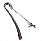 Silver Dragon   Knight Bookmark Metal Hook Pendant Fantasy Fairy Tale Marker M3