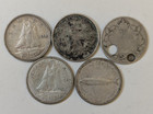Canada-lot Of 5 Silver Coins-10 Cent Unk 1937 1945 1965 1967