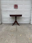 Vintage Duncan Phyfe Style Mahogany Drop Leaf Game Table Claw Foot Pedestal