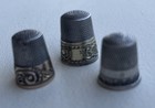 3 Antique Gold   Sterling Silver Thimbles Simon Bros Old Sewing Vtg