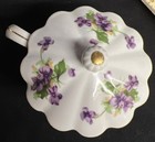 Vintage Nippon     sweet Violet     Chintz Footed Sugar Bowl W Scalloped Lid   Ladle