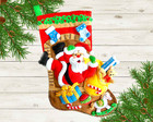 New Finished Bucilla Christmas Stocking Santa Fireplace Folly - Handmade Felt