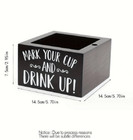 1pc Wooden Disposable Cup Holder - Square Storage Box For Coffee   Bar Use - New