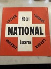 Hotel National Lucerne  switzerland  Luggage Label Vintage Nos Vgc Scarce 