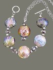 Sterling Silver Glass Bracelet Pendant Set