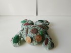 Sculpture Of A Frog Green Fabric And Intricate Bead-embroidered Handmade  Rare 