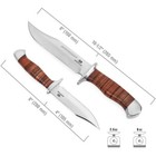Mossy Oak Fixed Blade Bowie Knife  2-piece Hunting Knife With Leather Handle
