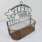 Rustic Home Wall Basket Wire Metal Wicker Hanging Farmhouse Organizer Cottage