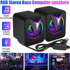 3 5mm Usb Rgb Led Computer Speakers Stereo Bass For Pc Laptop Desktop Gaming Us