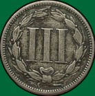 1868 Three Cent Nickel Very Fine Vf Coin  32536