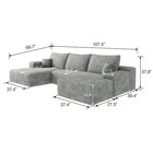 107  Grey Boneless Couch Left Facing Chaise Sectional Cloud Sofa With Ottoman