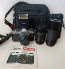 Vintage Asahi Pentax K1000 Manual  Film Camera Photography W 3 Lenses   Manual 