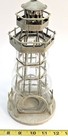 Vintage Lighthouse Candle Holder Glass Metal Wood Base Coastal Nautical Lantern