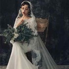 Ladies Bridal Wedding Veil White Ivory Cathedral Lace Edge Comb Handmade