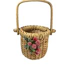 Vintage Nantucket Miniature Wood Base Basket Handle Unsigned  6  Berries