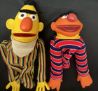 Vintage 1970   s Sesame Street Bert And Ernie Hand Puppets Plastic Hard Face