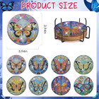 Butterfly Diamond Art Painting Coasters - 8 Pcs Colorful Glass Diamond Art Kits