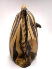 Vintage Owl Figurine Brown Striped Ceramic Glass Eye 6 5x5 5x4 