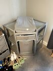 Corner Diaper Changing Table With Laundry Hamper  Storage Bin  And Contoured    