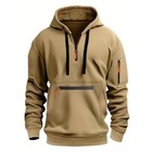 Men s Hooded Hoodie Zipper Multi-pocket Pullover Jacket Sports Casual Sweatshirt