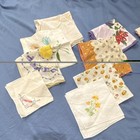 Vintage Multicolor Floral Embroidered   Printed Handkerchiefs Lot Of 12  F10
